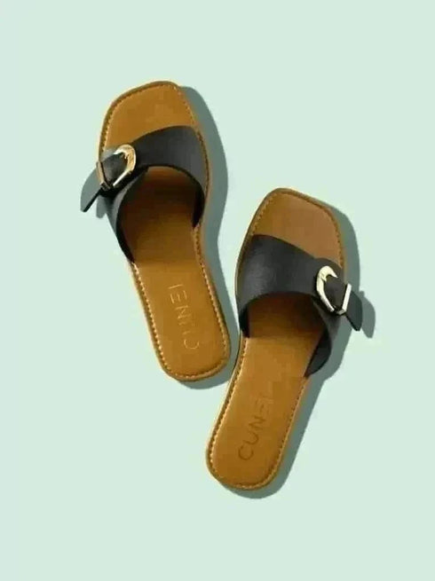 Black Buckled Flats - cunei